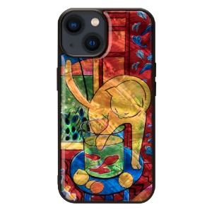 [MAN&amp;WOOD]iPhone14/Pro/Max/Promax_자개폰케이스_붉은물고기와 고양이